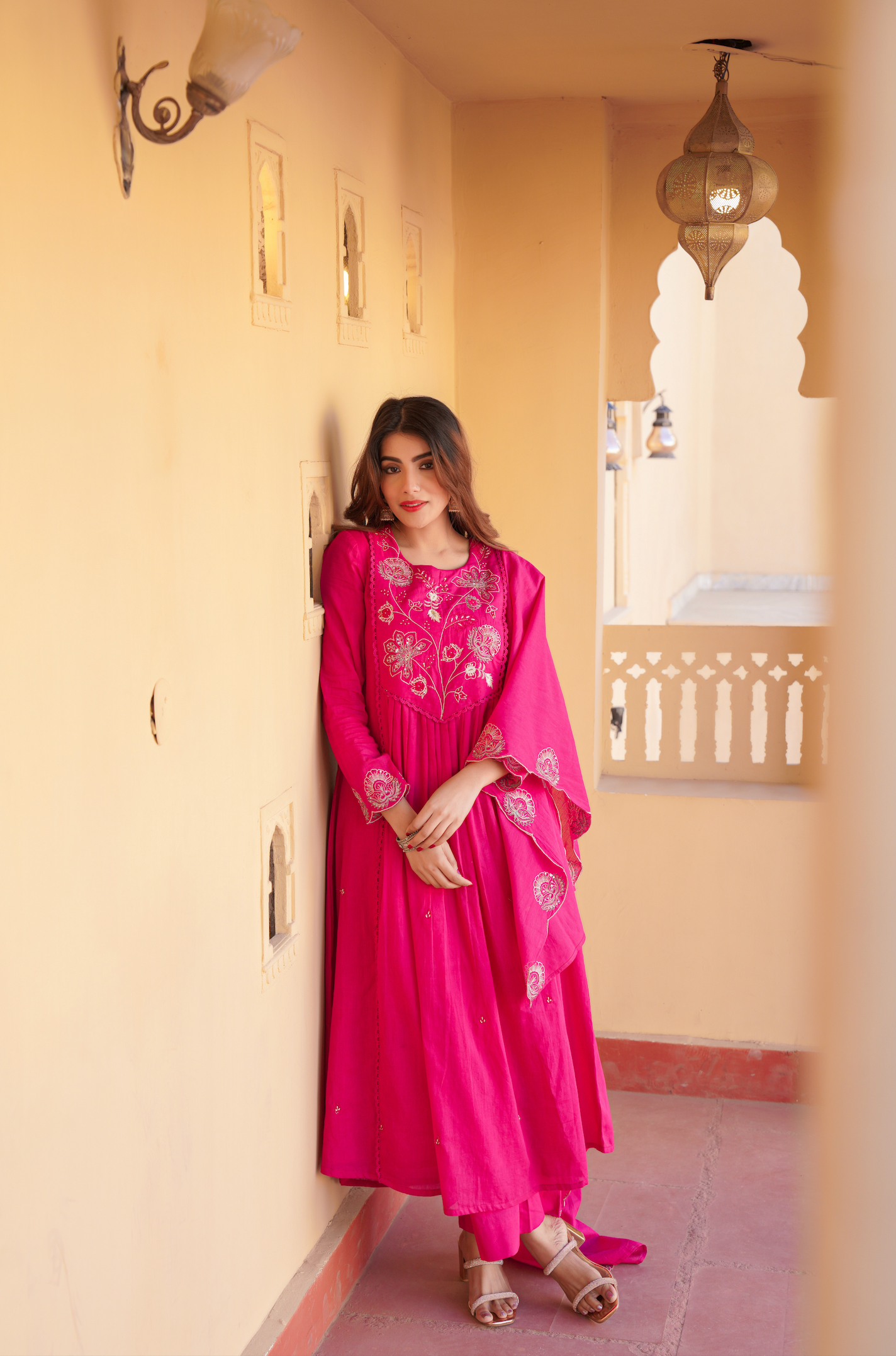 Fuchsia Bloom Cotton Suit Set