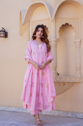 Petal Pink Cotton Suit Set