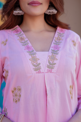Petal Pink Cotton Suit Set