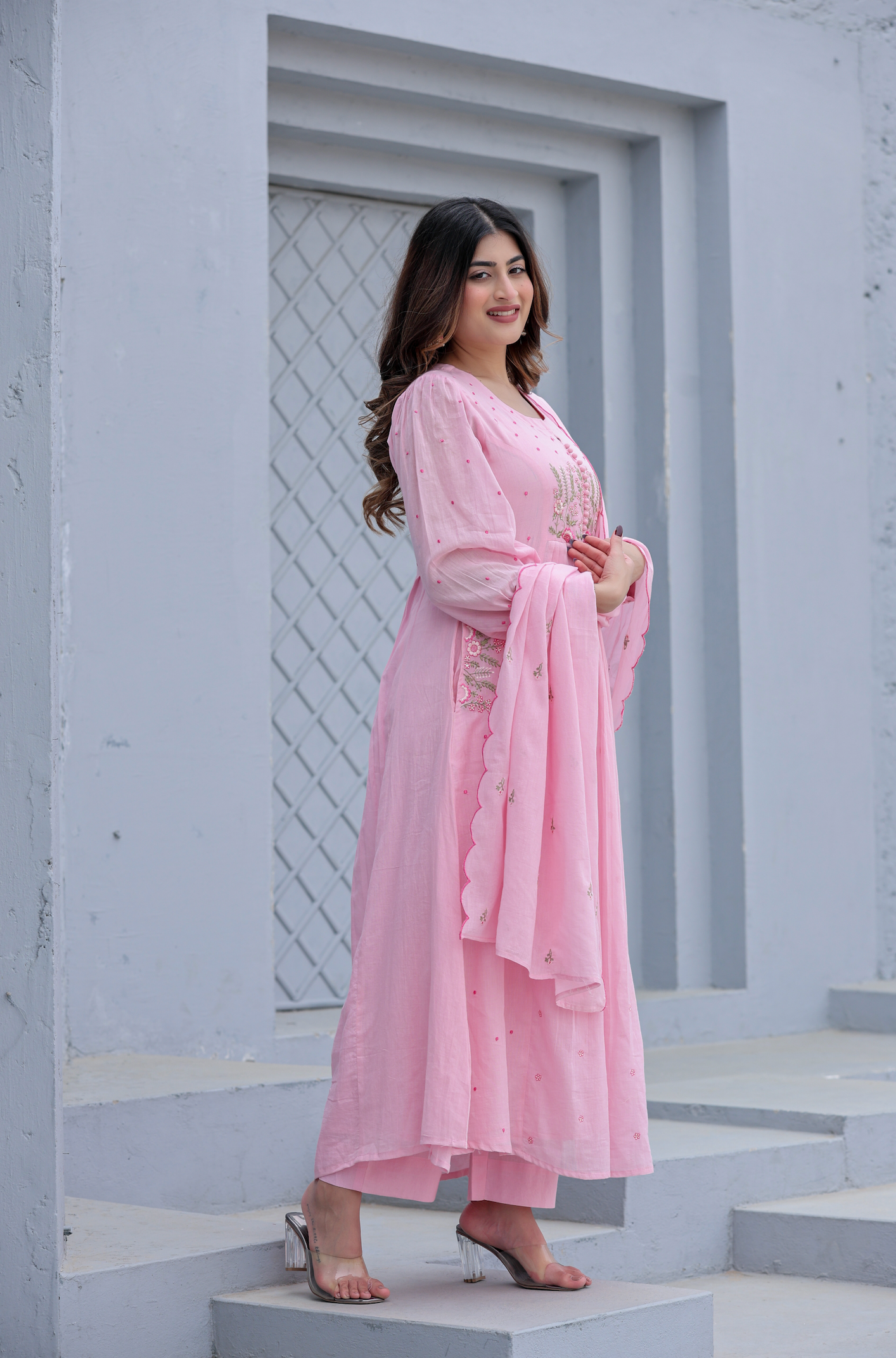 Blush haze Mulmul Suit Set