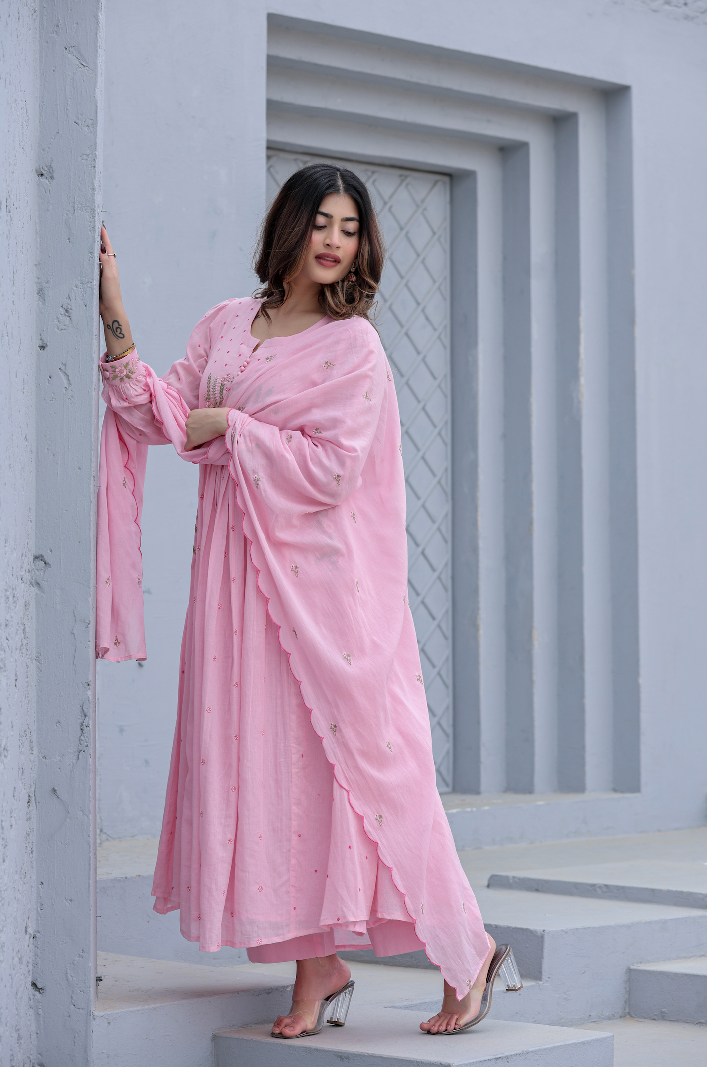 Blush haze Mulmul Suit Set