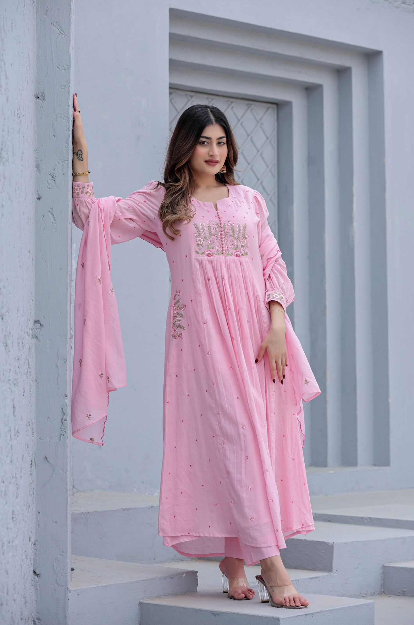 Blush haze Mulmul Suit Set