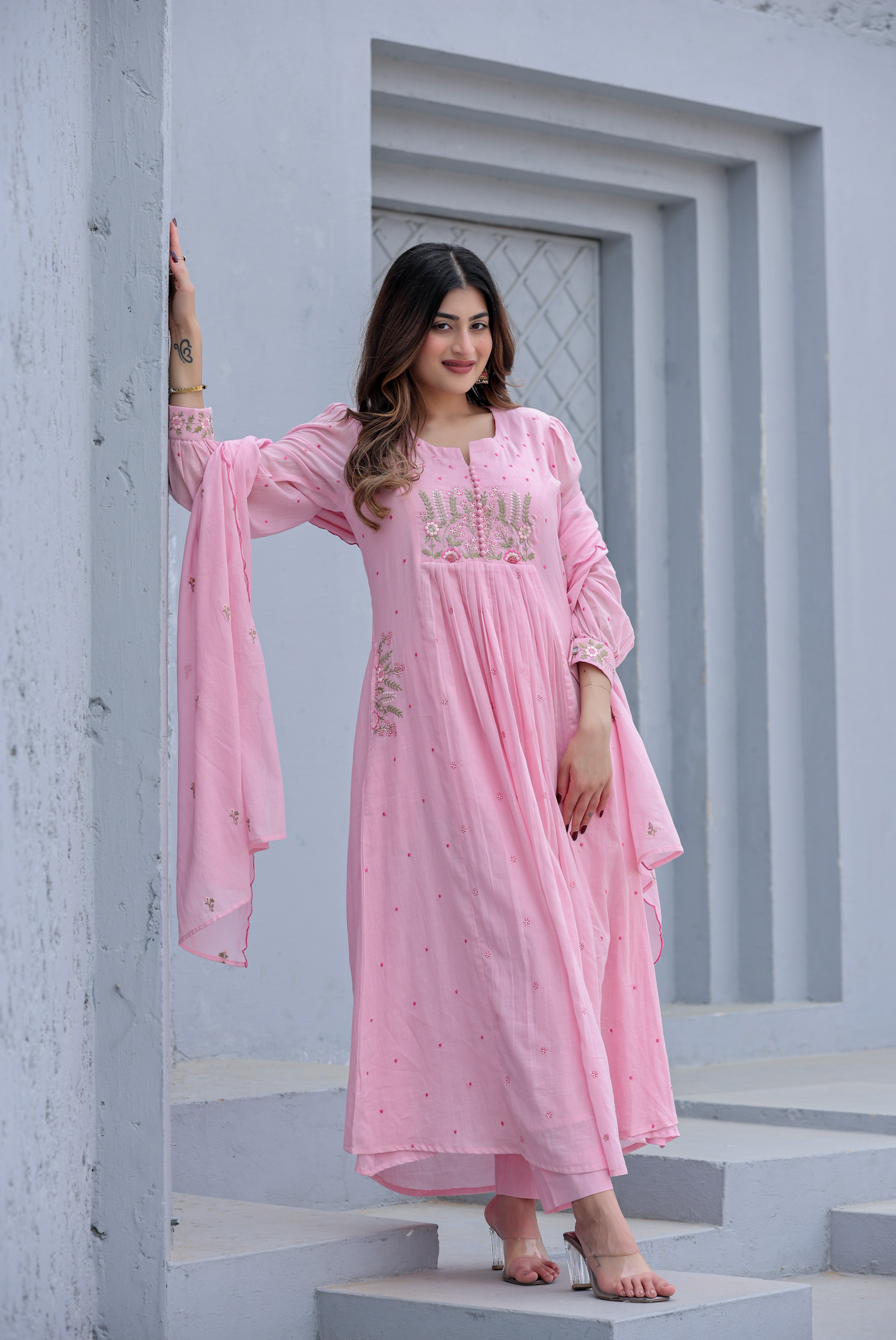 Blush haze Mulmul Suit Set