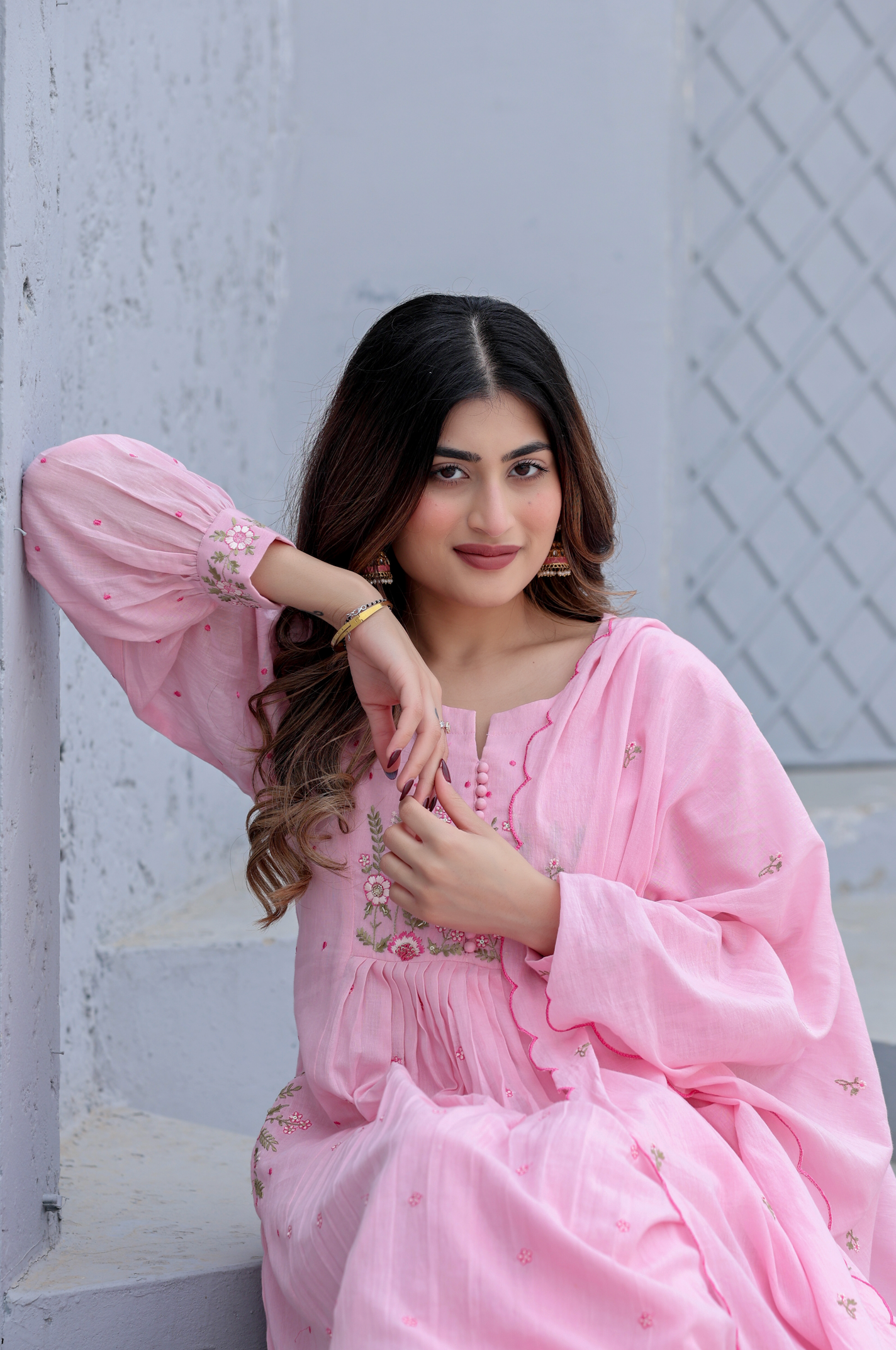 Blush haze Mulmul Suit Set