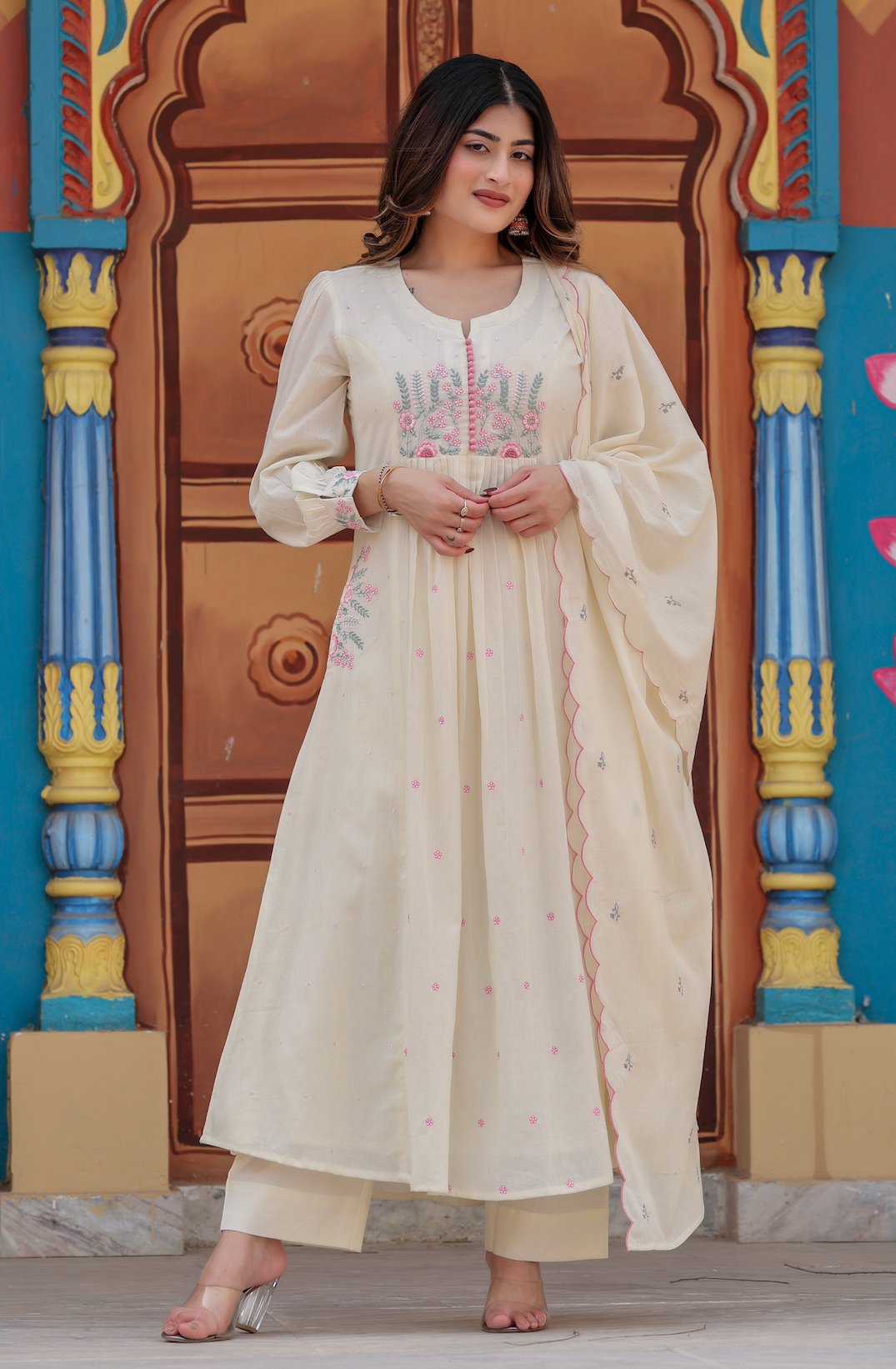 Pearl Glow Mulmul Suit Set – Aykaa suit set