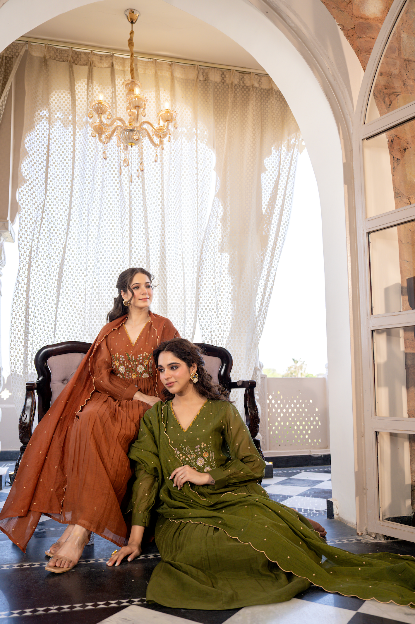 Forest Gleam Mul Chanderi Suit Set