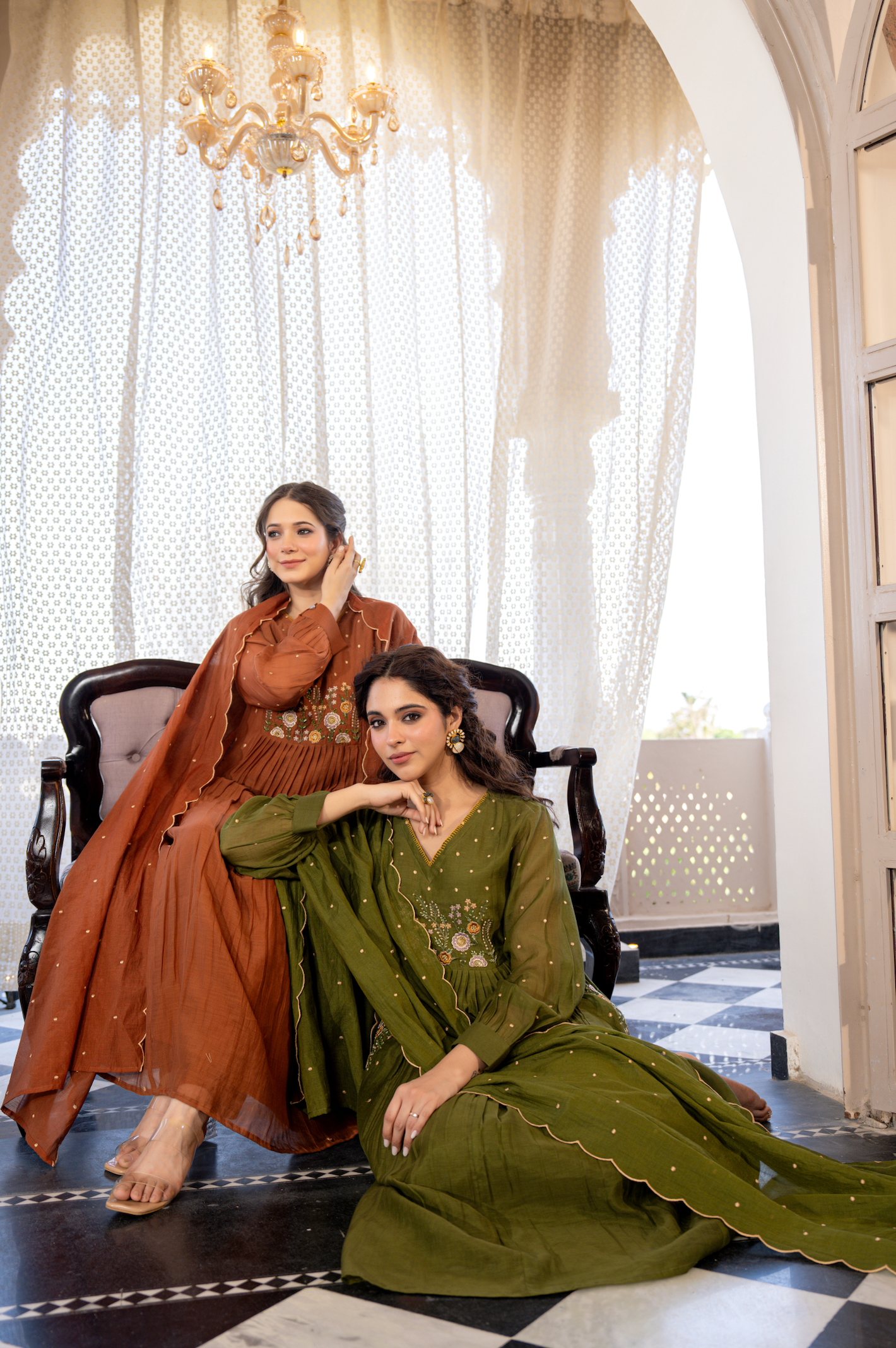 Forest Gleam Mul Chanderi Suit Set
