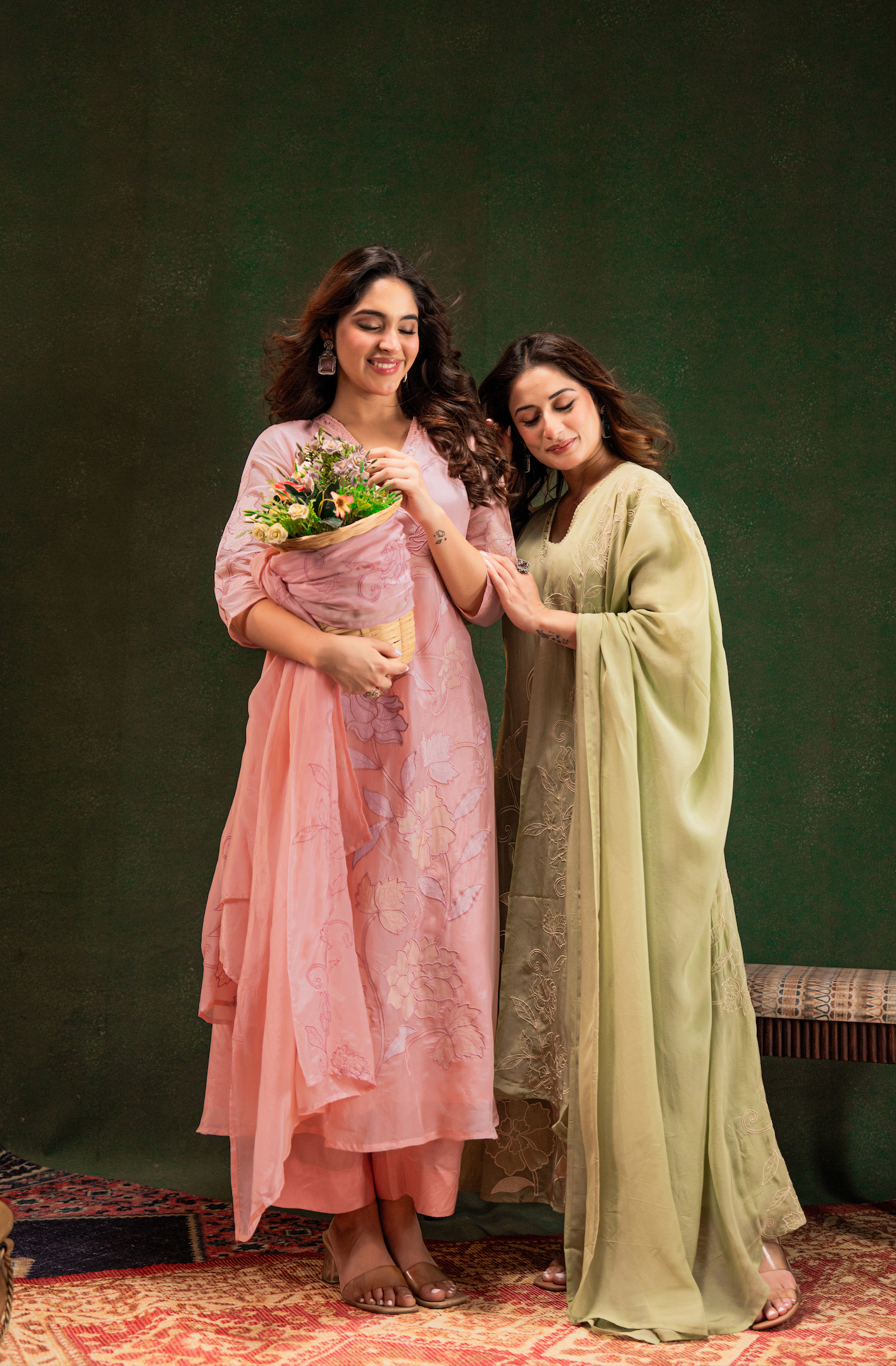 Blush Aura Silk Suit Set