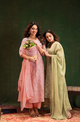 Blush Aura Silk Suit Set