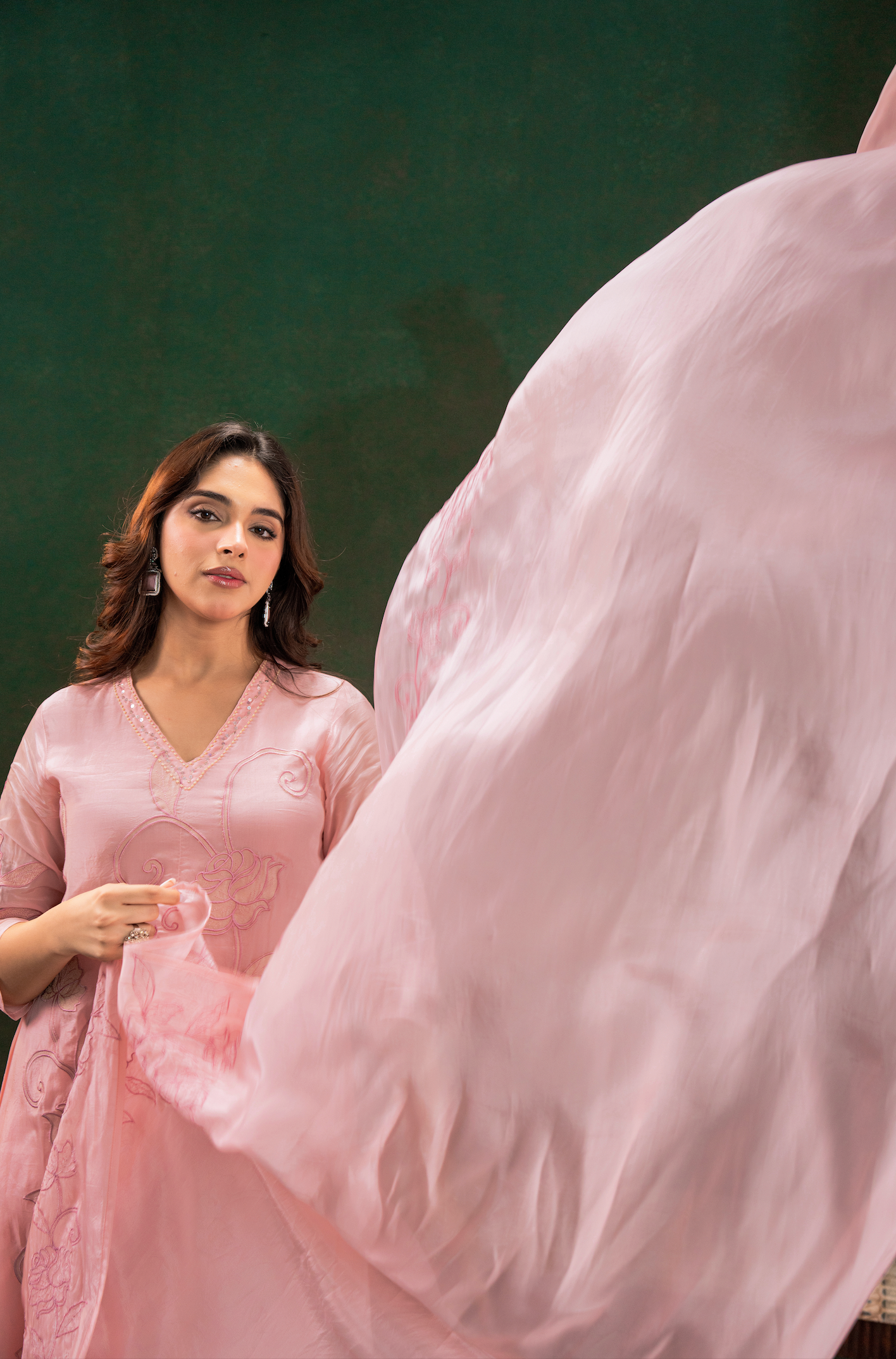 Blush Aura Silk Suit Set