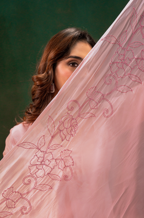 Blush Aura Silk Suit Set