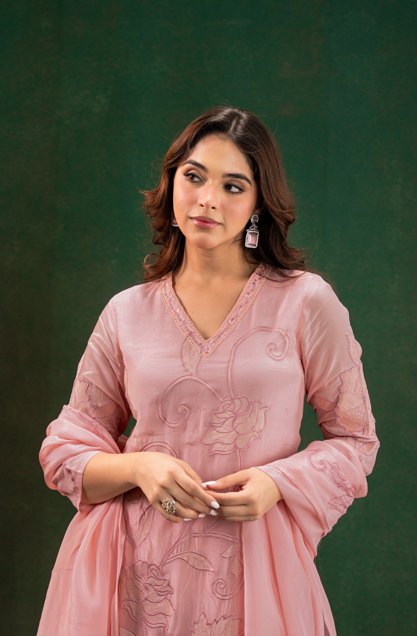 Blush Aura Silk Suit Set