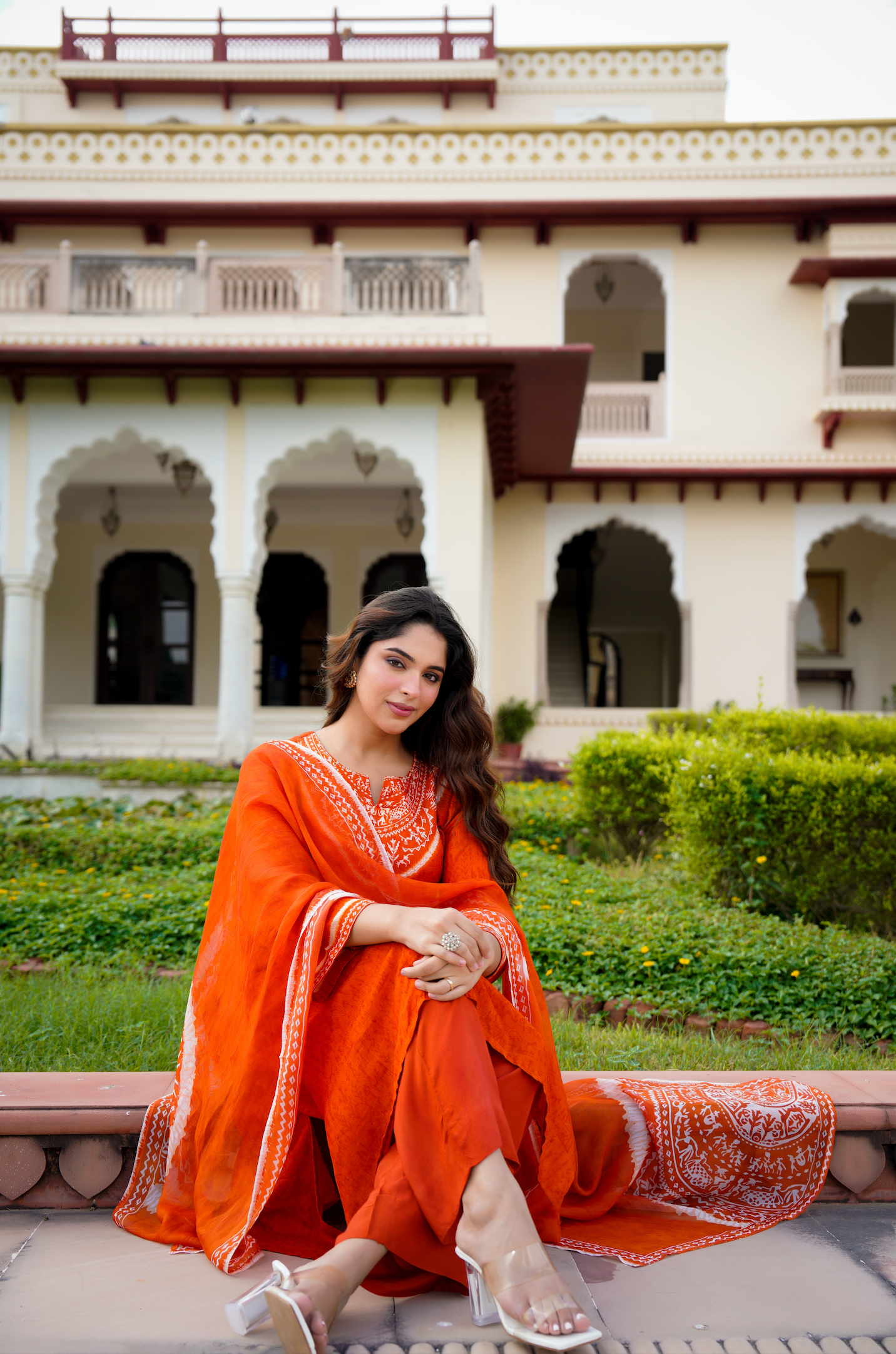 Rustic Bloom Russian Silk Printed Suit Set