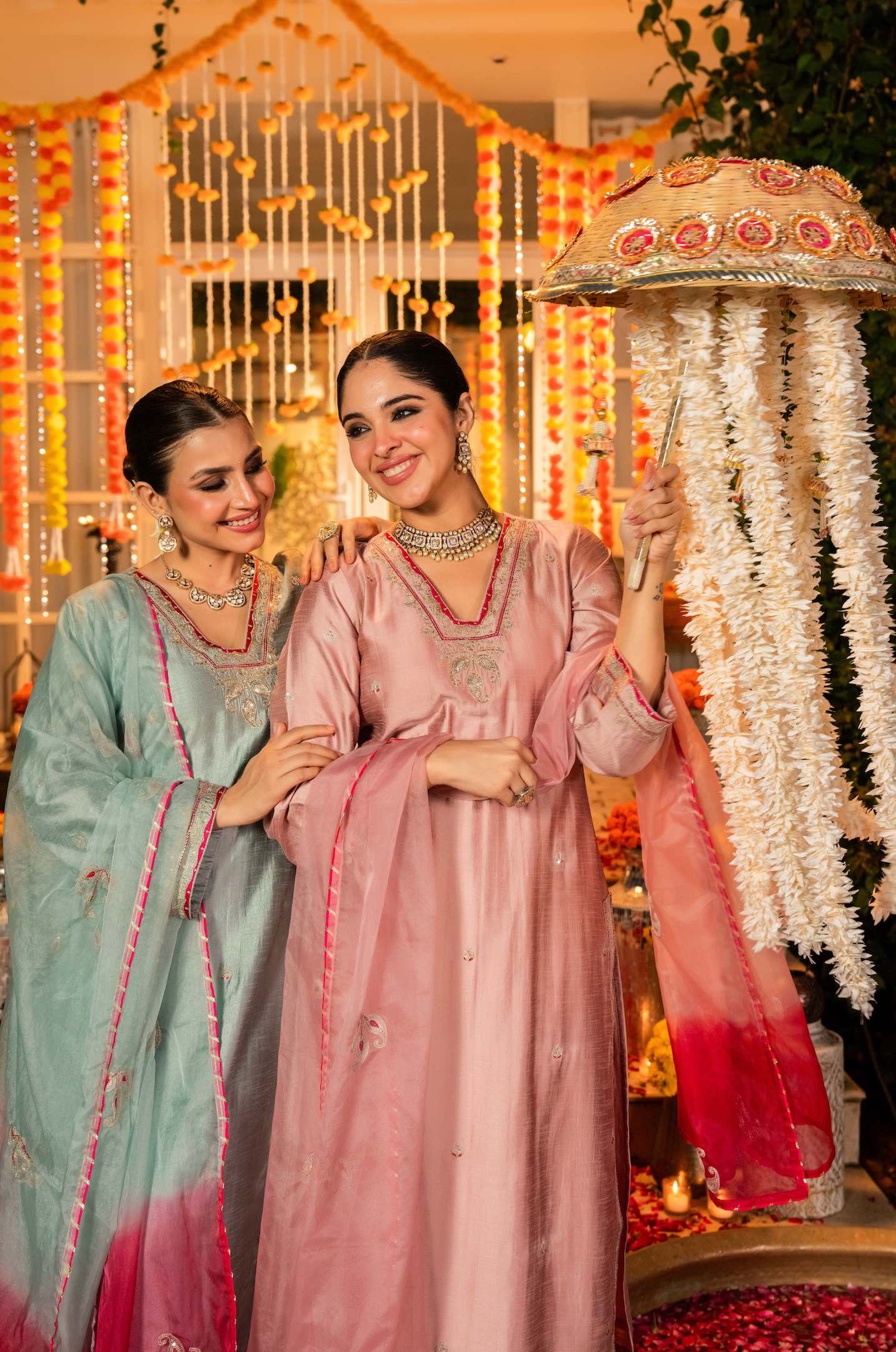 Blush Rose Dola Silk Suit Set