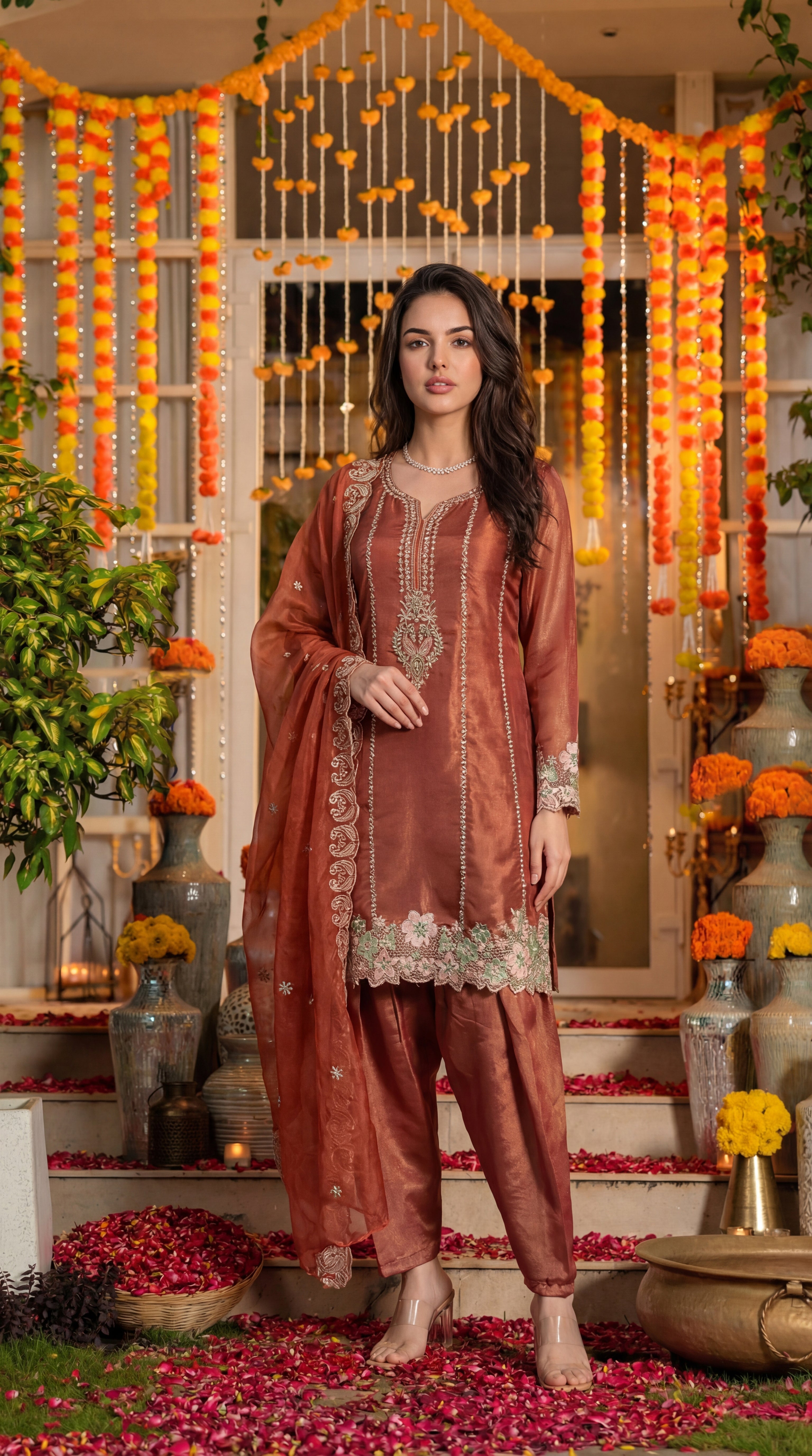 Amber Marigold Mist Swiss Tissue Suit Set