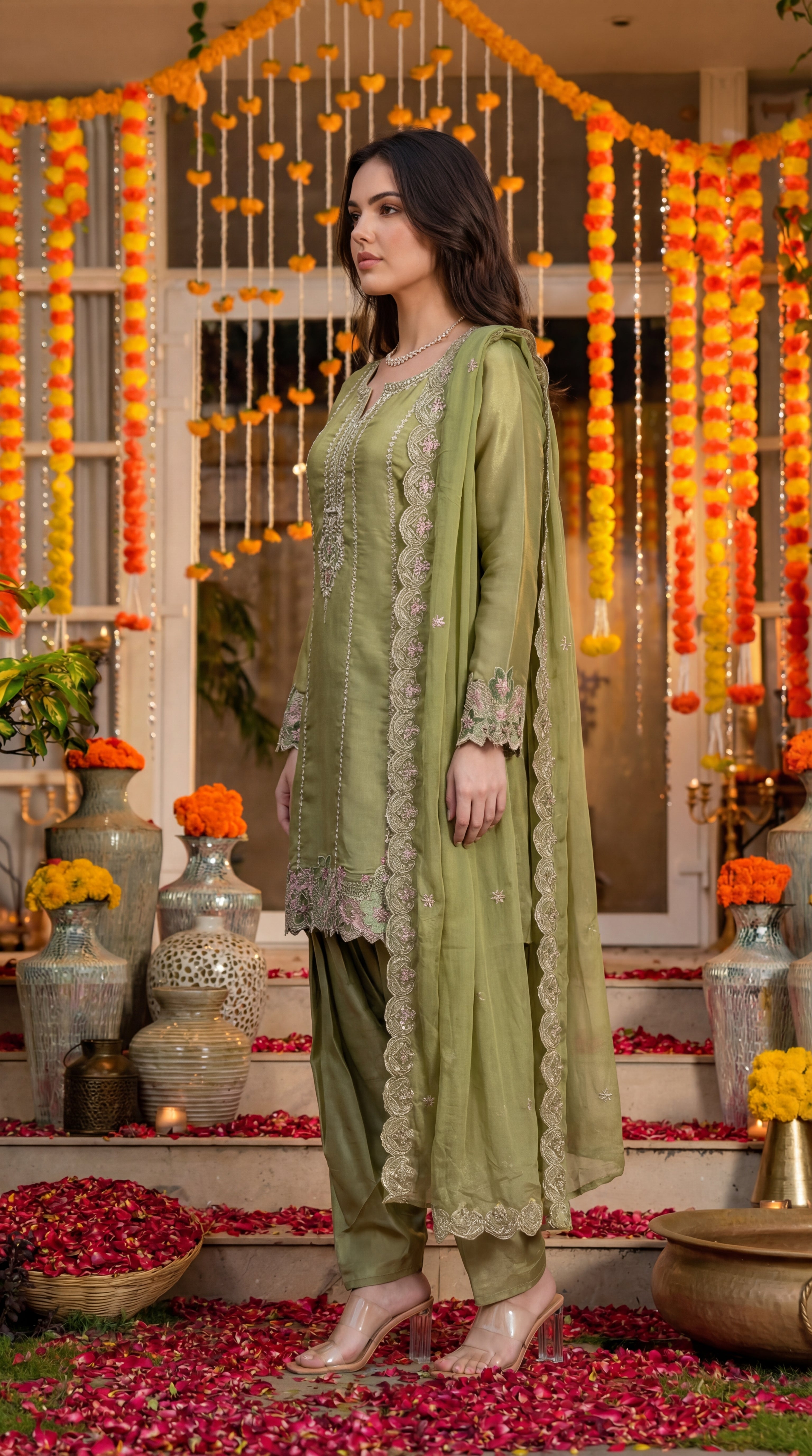 Sage Petal Royale Swiss Tissue Suit Set