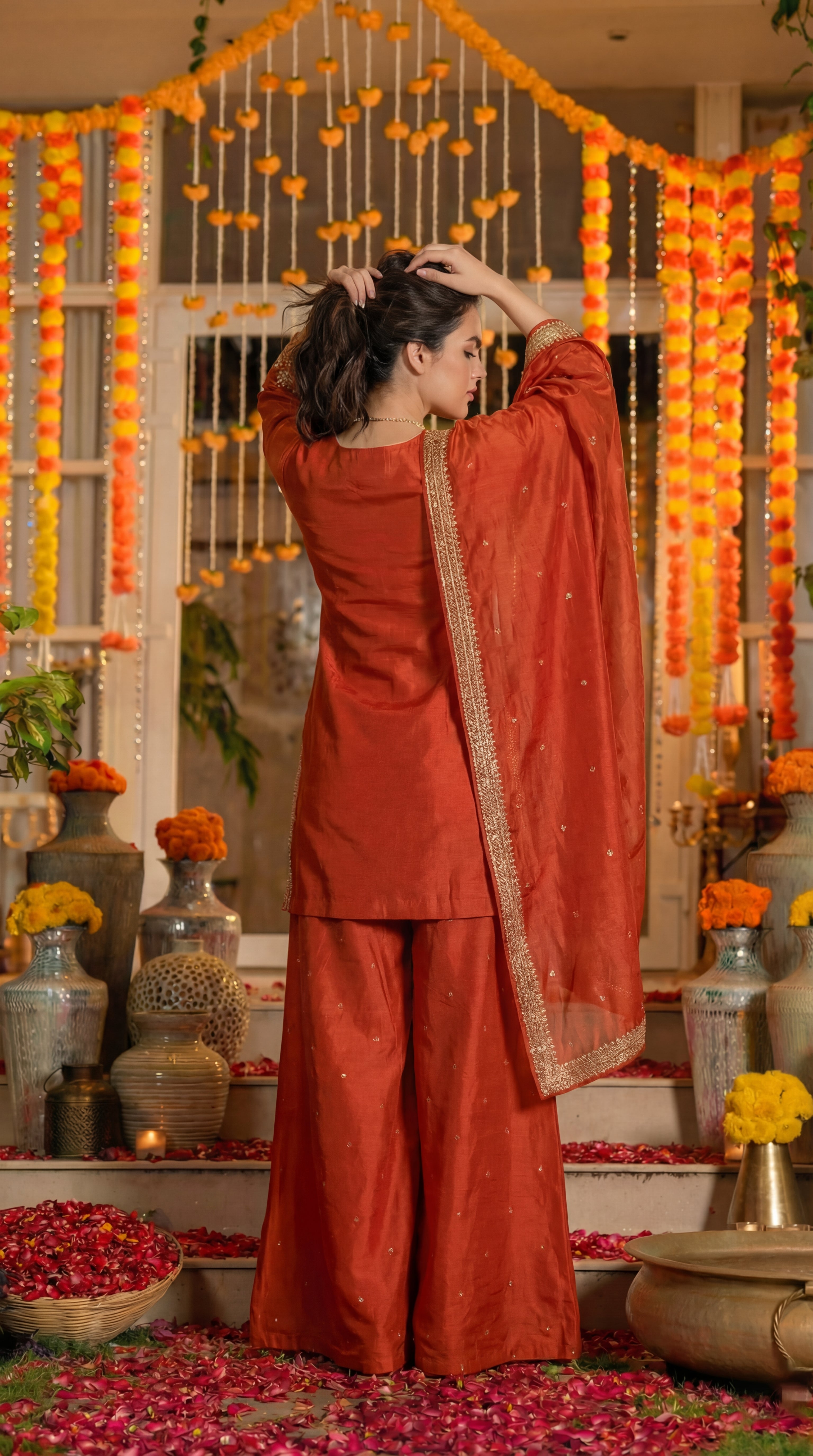 Zari Amber Bloom Dola Silk Suit Set