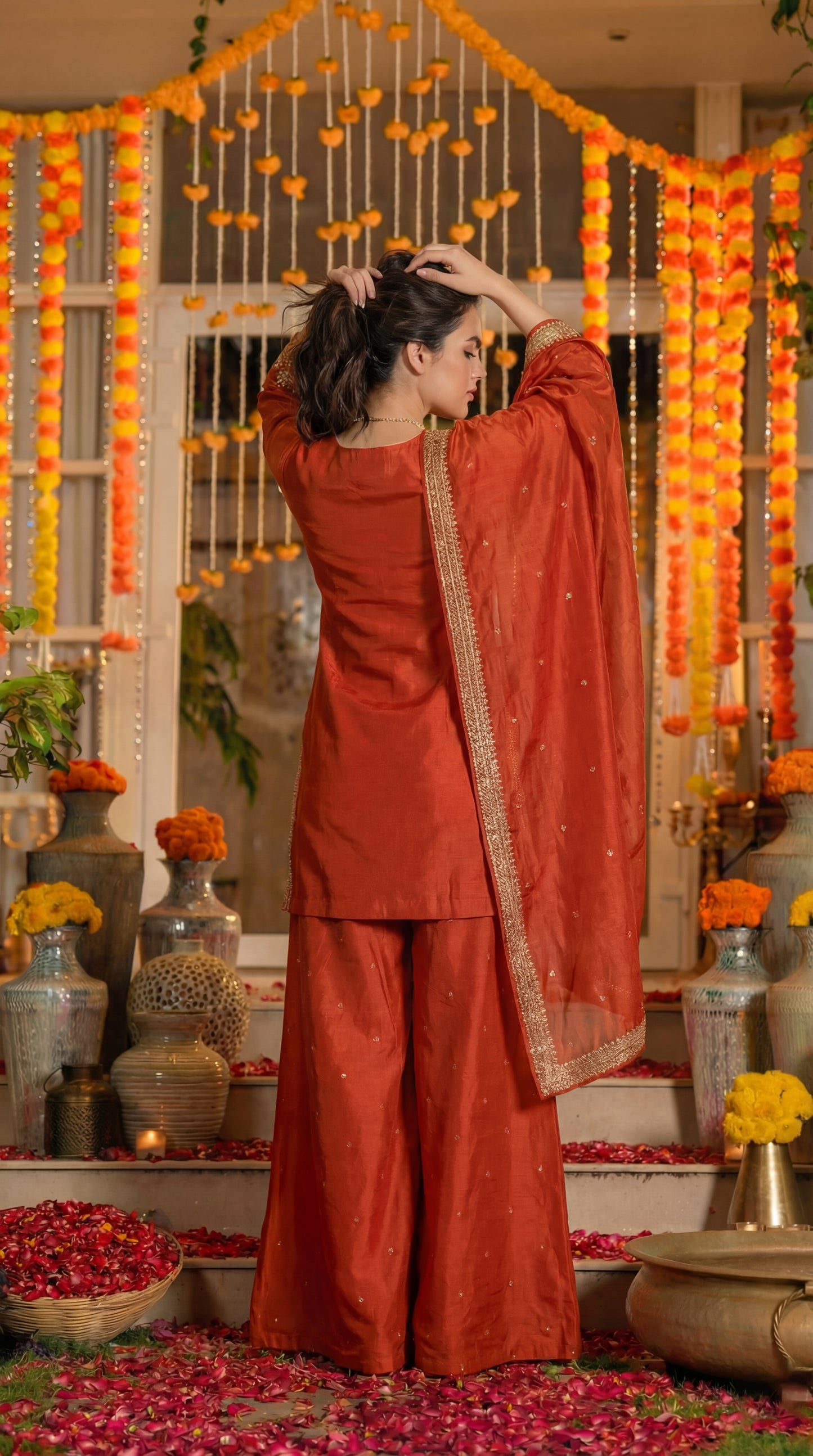 Zari Amber Bloom Dola Silk Suit Set